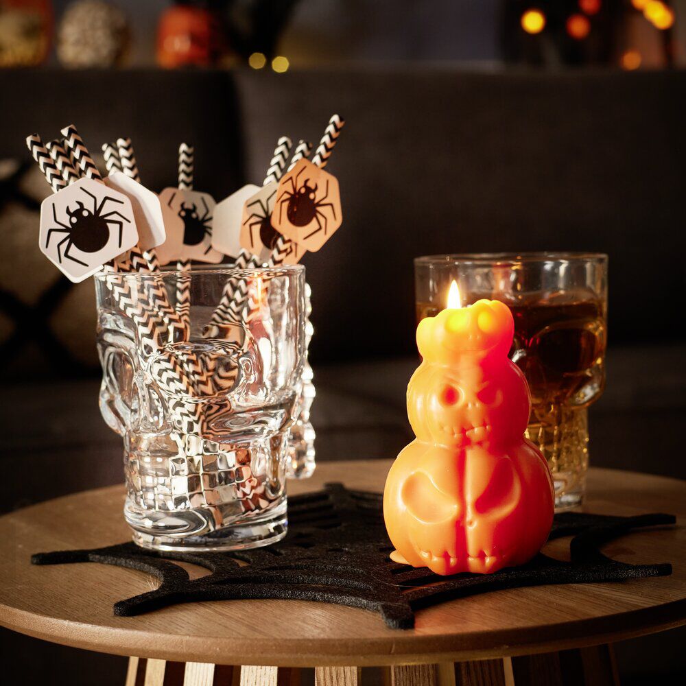Bougie Halloween 3 citrouilles empilées Ø7xH12cm