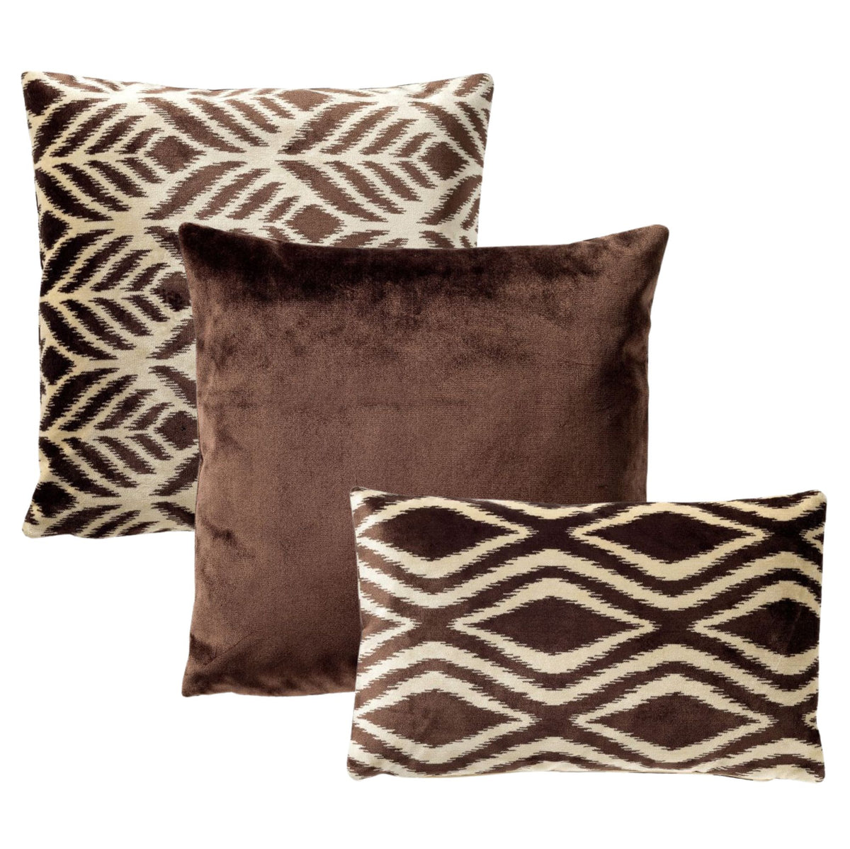 KUSSENSET | 3-delig | Celeste Signature | bruin | Hoii | inclusief veren binnenkussens
