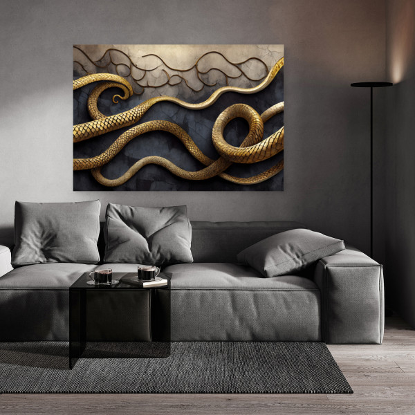 Feeby Obraz na płótnie, Złoty wąż abstrakcja 60x40