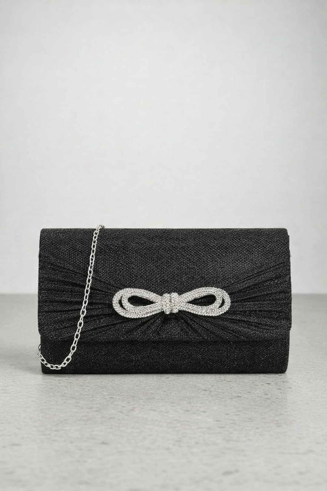 SVNX Metallic Clutch with Diamante Bow