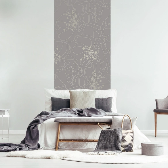 Vliestapete »Misaki«, Blumenmuster, grau/beige, matt