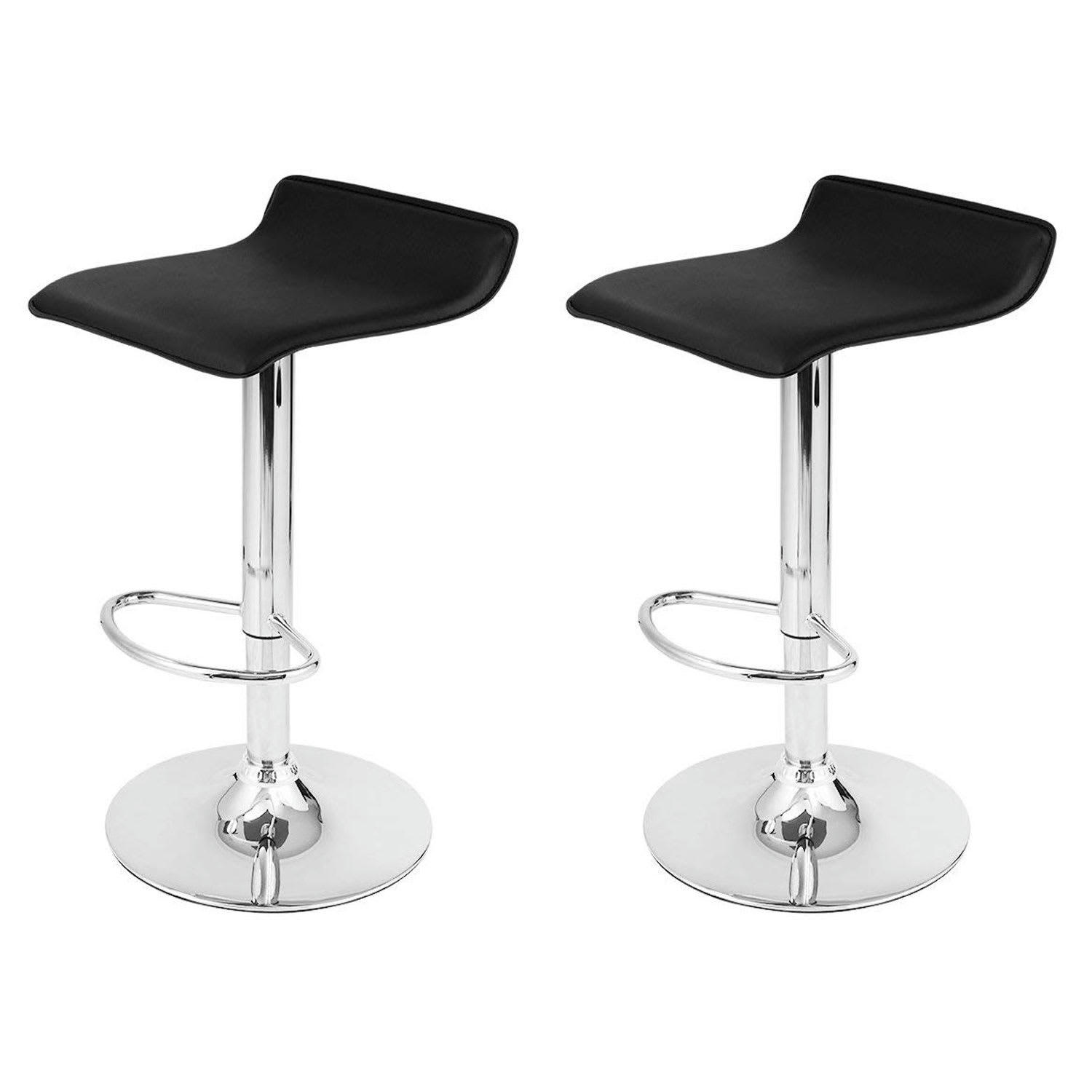 EDDY - Lot de 2 tabourets de bar en simili cuir noir