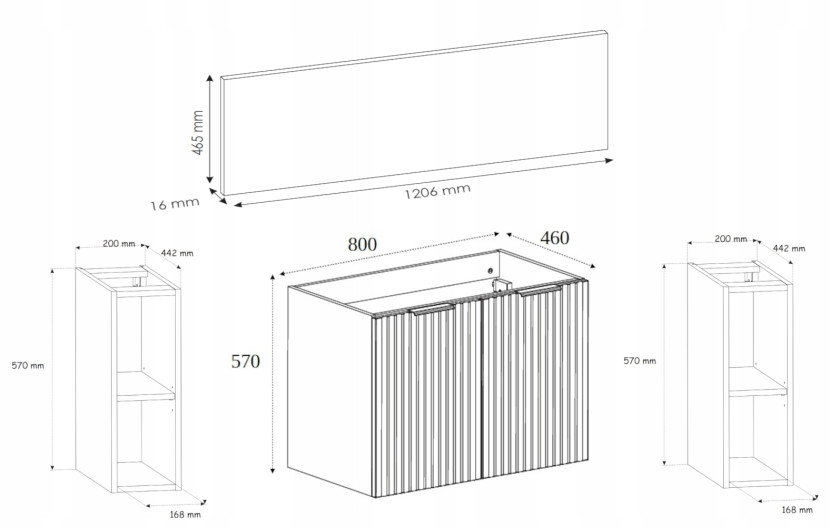 Zestaw mebli łazienkowych 120 cm dąb craft