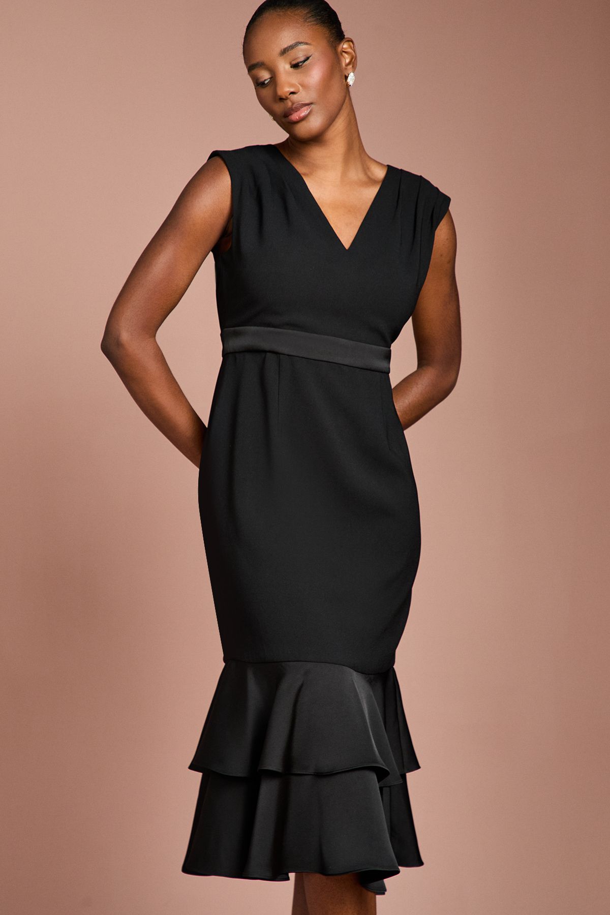 Coast Satin Back Crepe Dress With Peplum