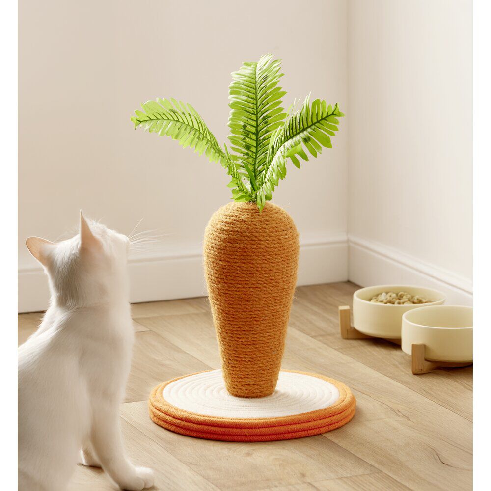 Griffoir pour chat forme carotte en bois et jute Ø26xH15cm