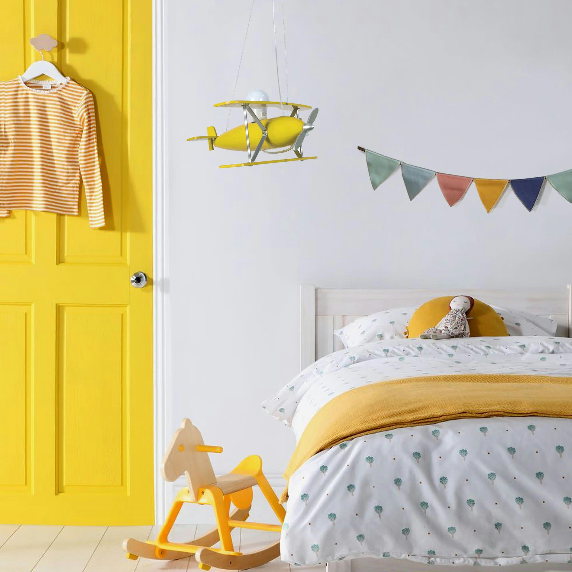 AVION - Suspension bois jaune