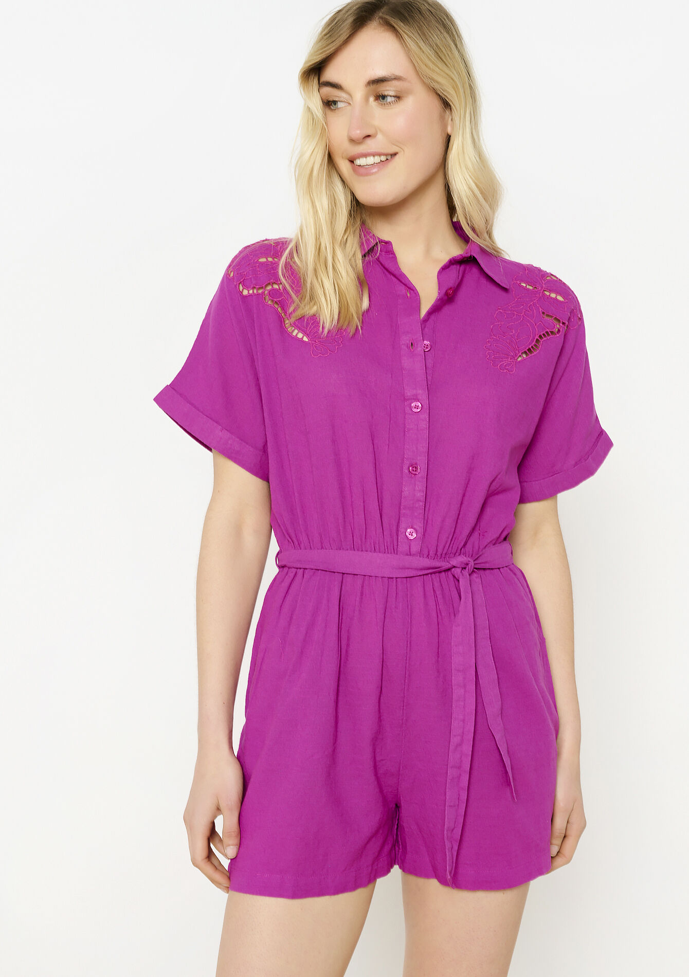 Geborduurde soepele jumpsuit