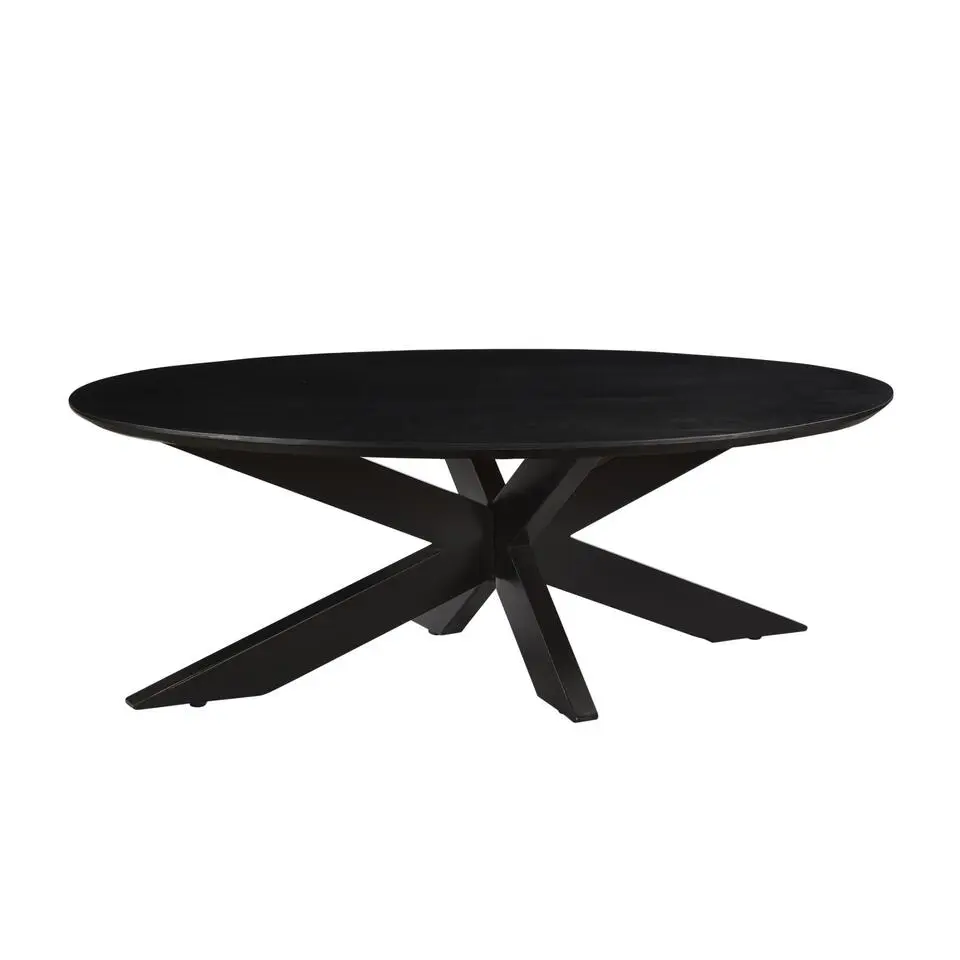 Livingfurn - Salontafel Oslo Ovaal Zwart -70x130x40 - Acaciahout