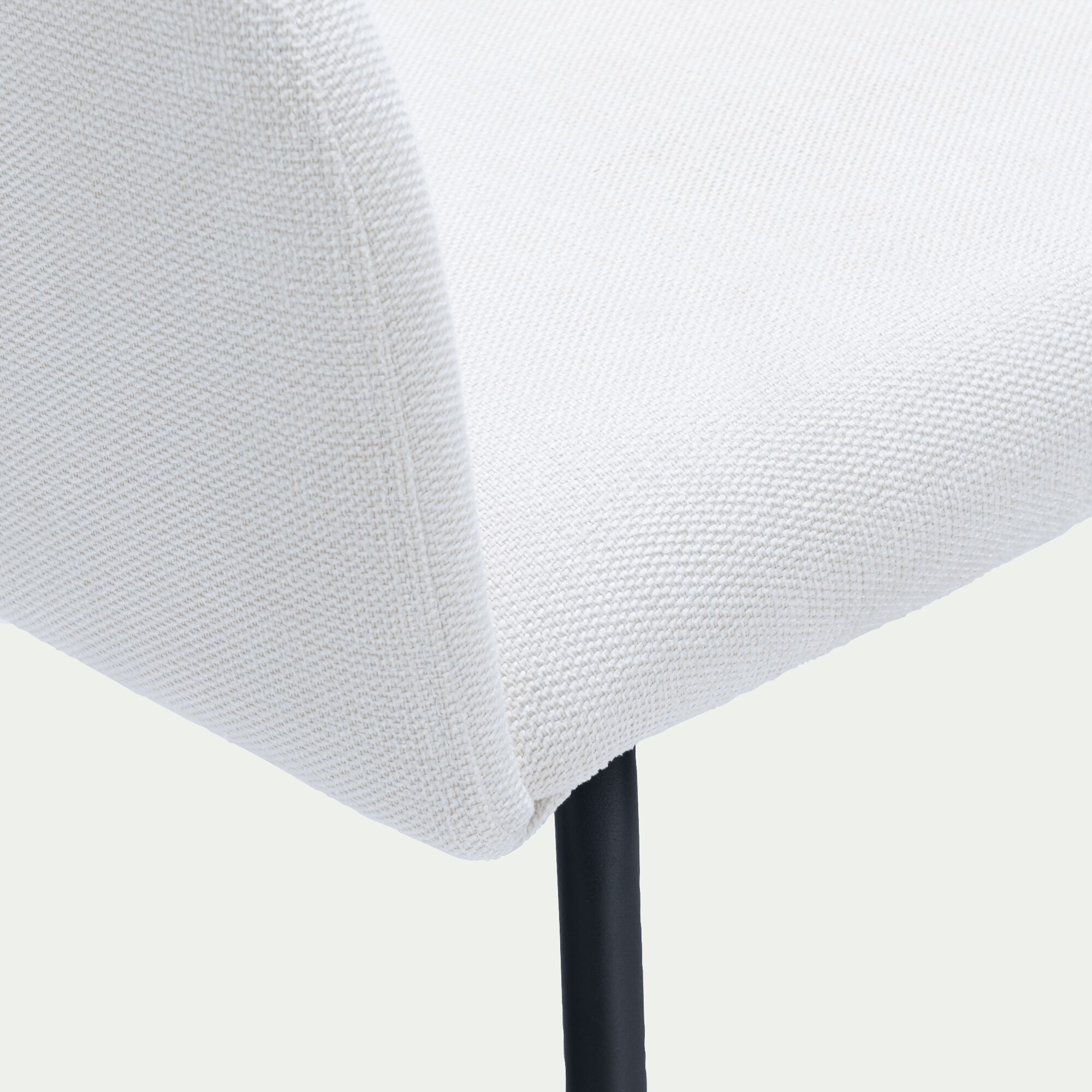 PEILLE - Chaise en tissu et métal avec accoudoirs - blanc ventoux
