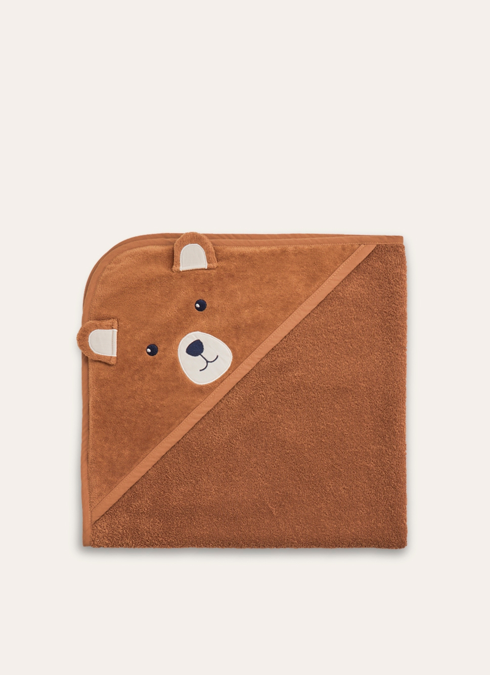 CAPE DE BAIN BÉBÉ EN VELOURS ÉPONGE OURSON MARRON