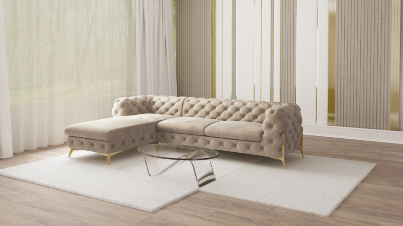 Ropez Chelsea Bis narożnik 305x200 lewy welur beżowy
