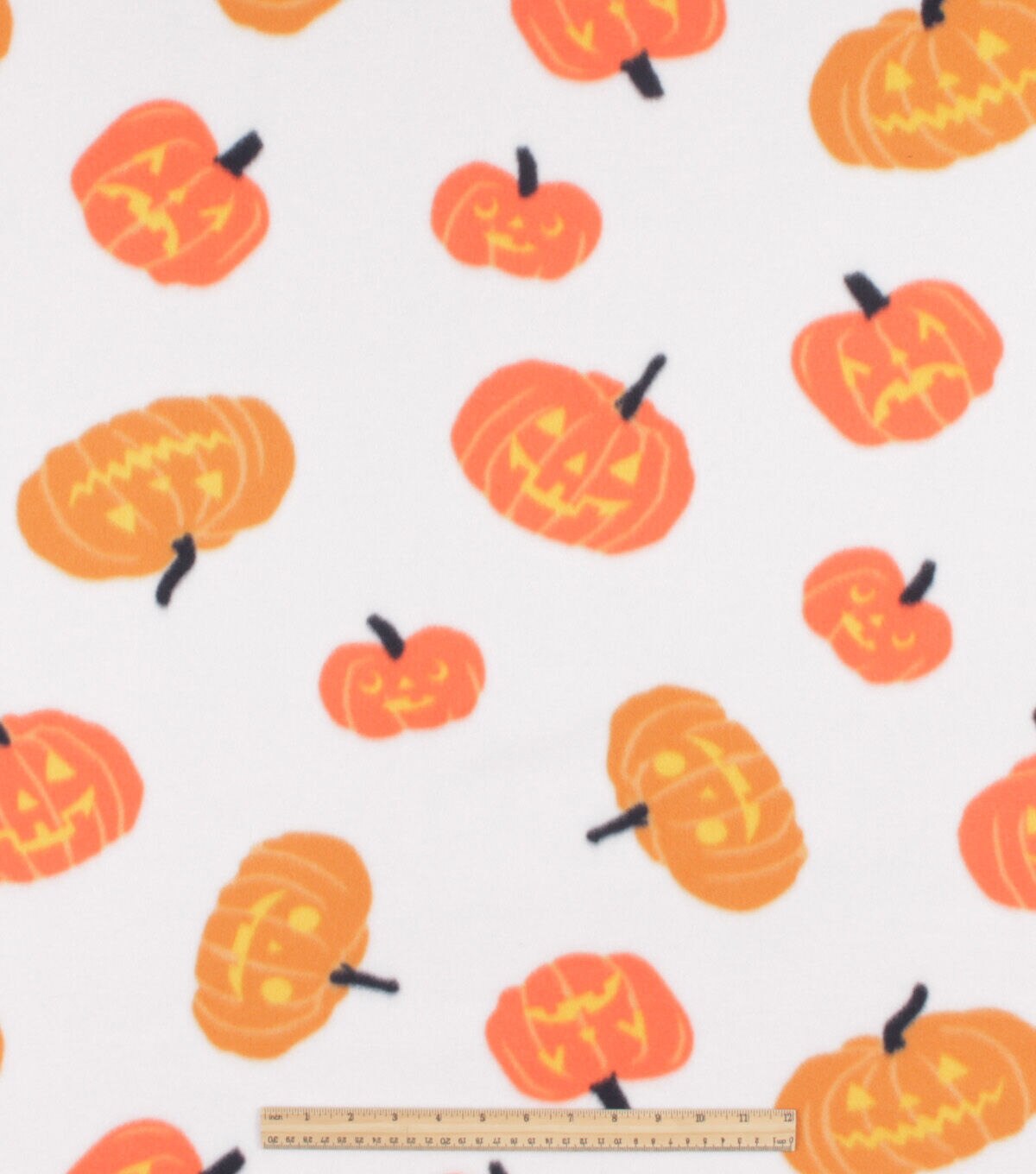 Orange Jack O Lanterns Blizzard Fleece Fabric