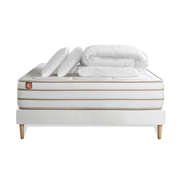 Pack sommier kit matelasMémoire de forme avec couette et oreillers