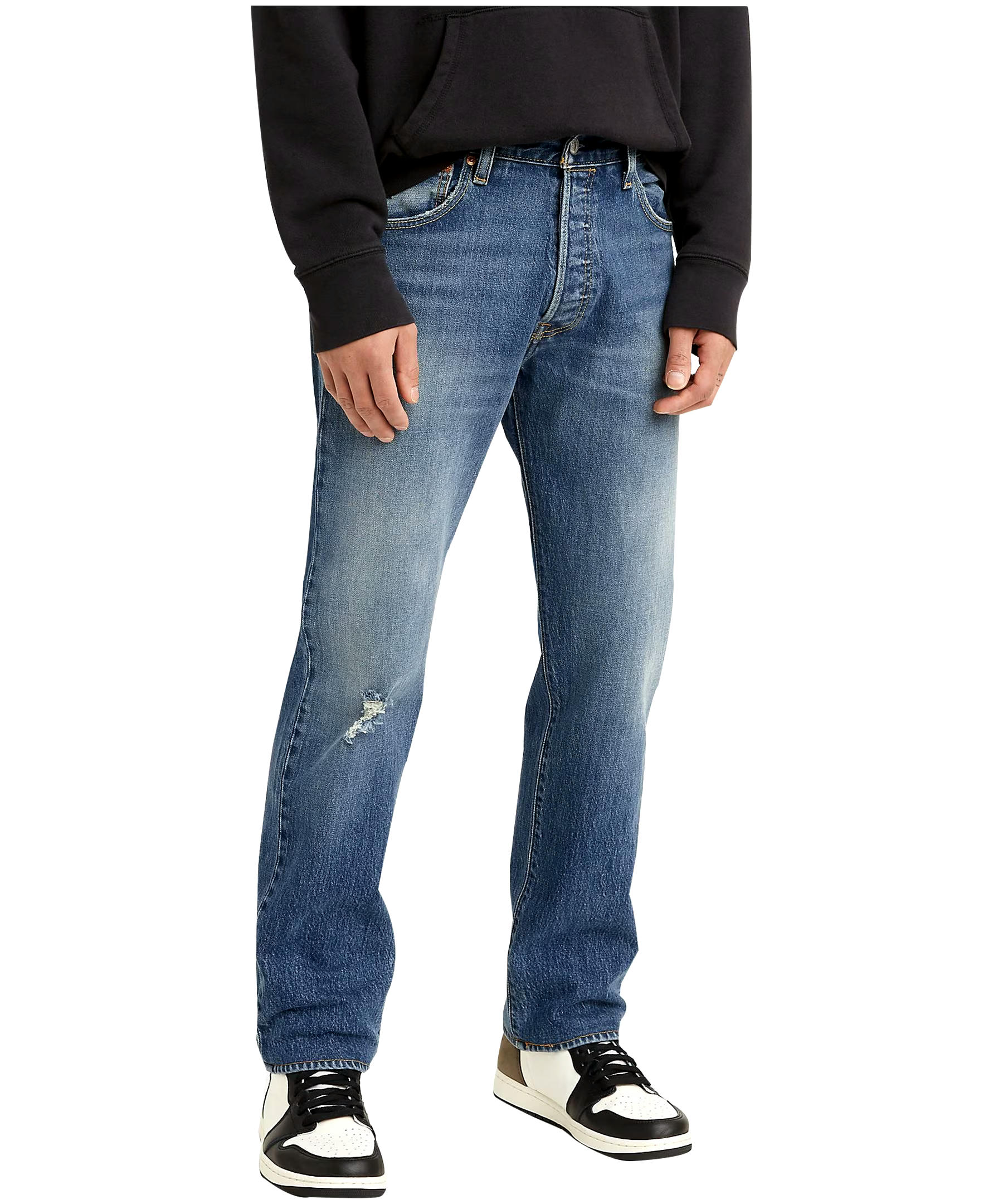 Levi's Men's 501 Mid Rise Straight Fit Button Fly Jeans - Medium Wash