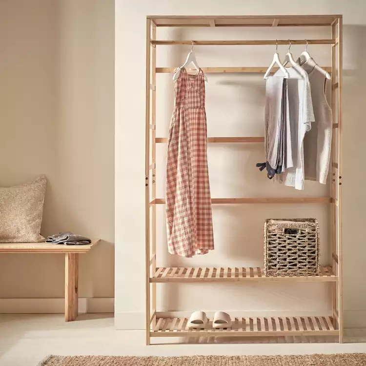 Habitat Cullen Double Bamboo Open Wardrobe - Oak