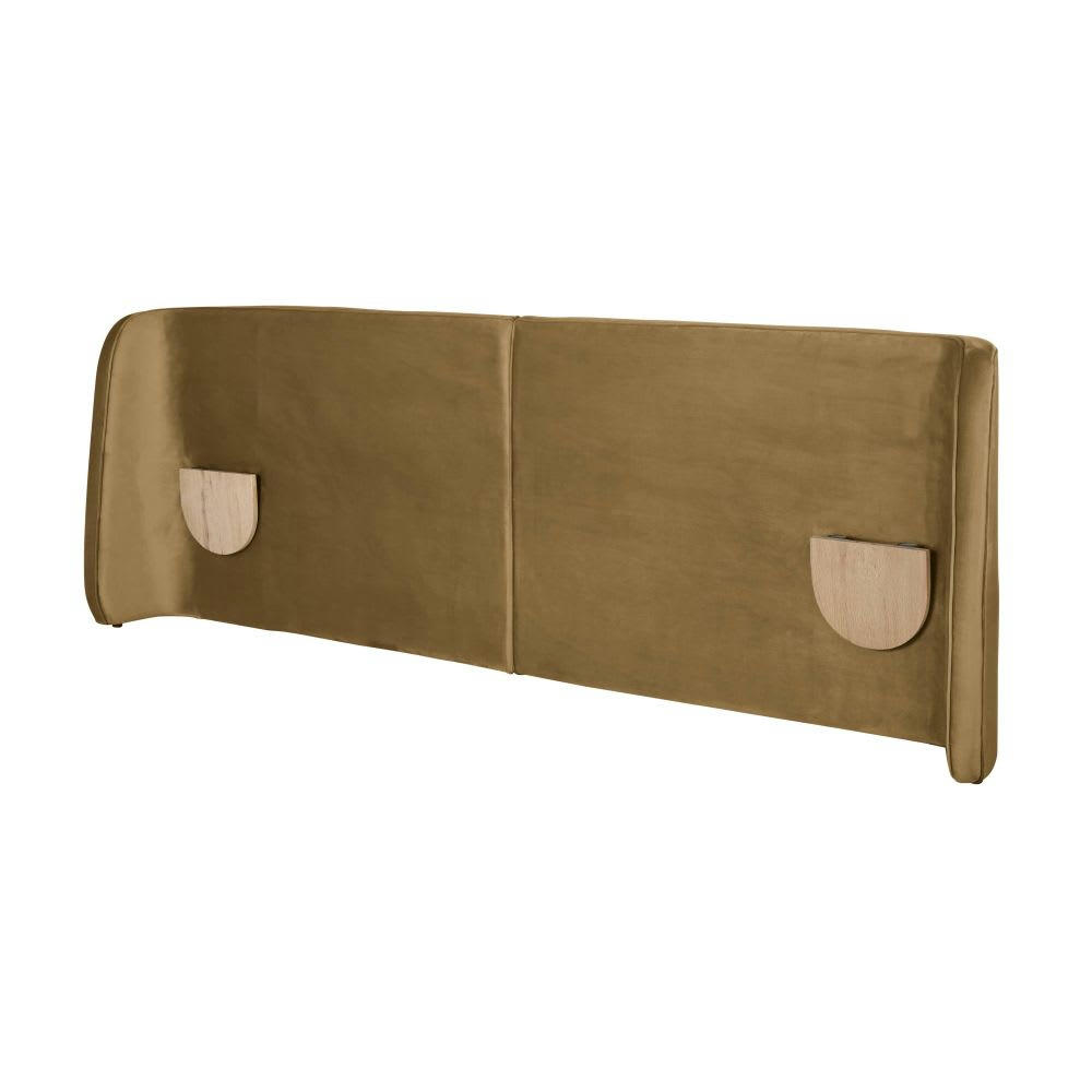 Boldin Business - Tête de lit 160 professionnelle en velours jaune ocre avec étagères intégrées