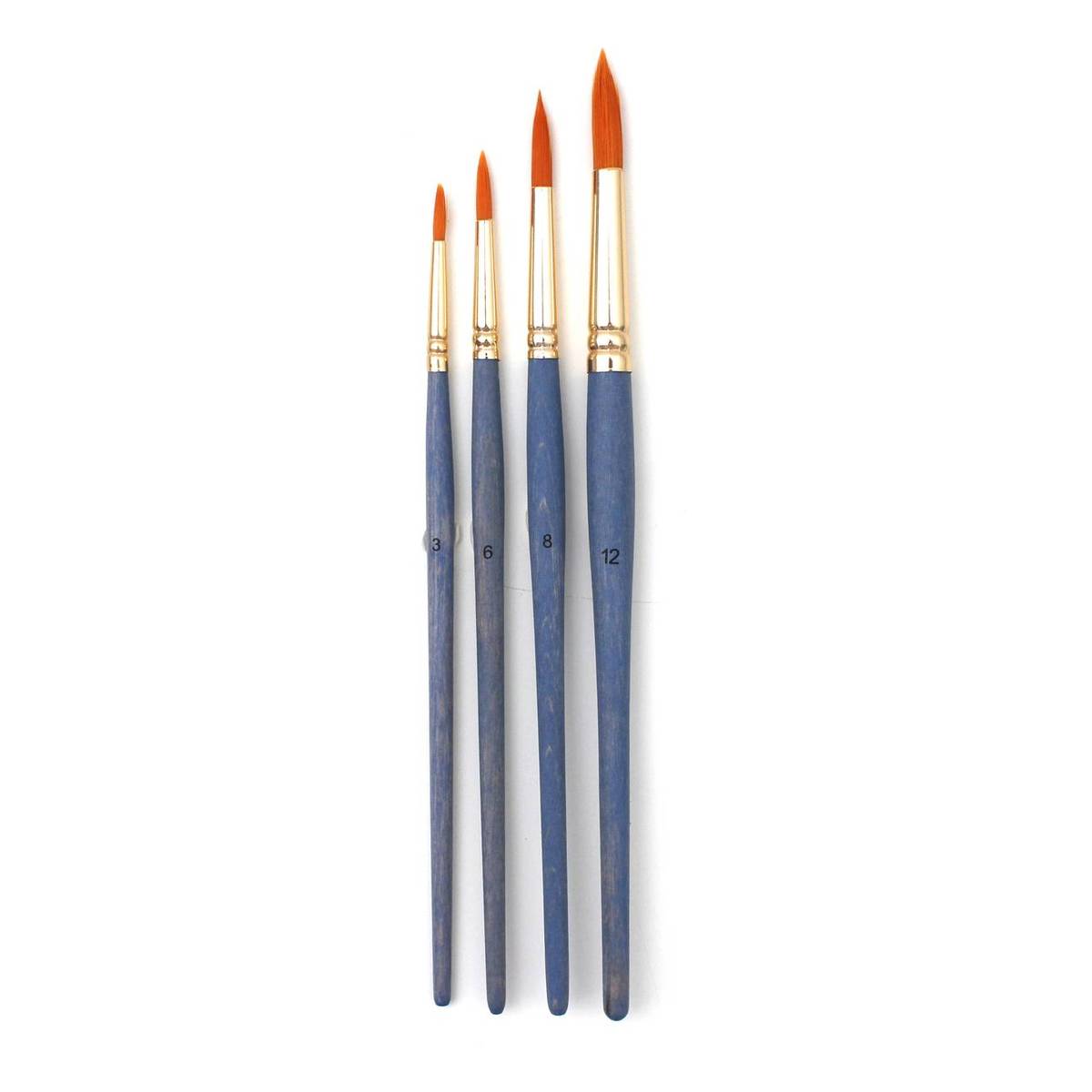 Gold Round Taklon Brushes 4 Pack