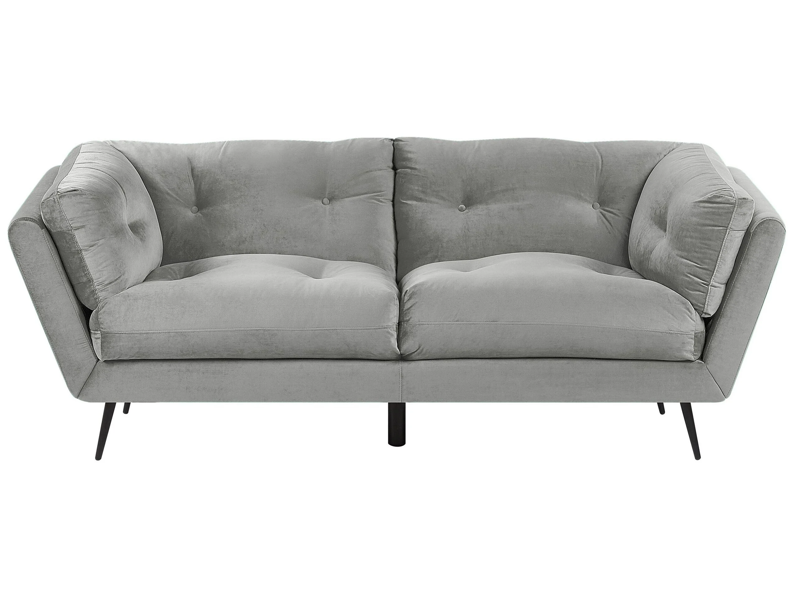 Sofa 3-osobowa pikowana welur szara