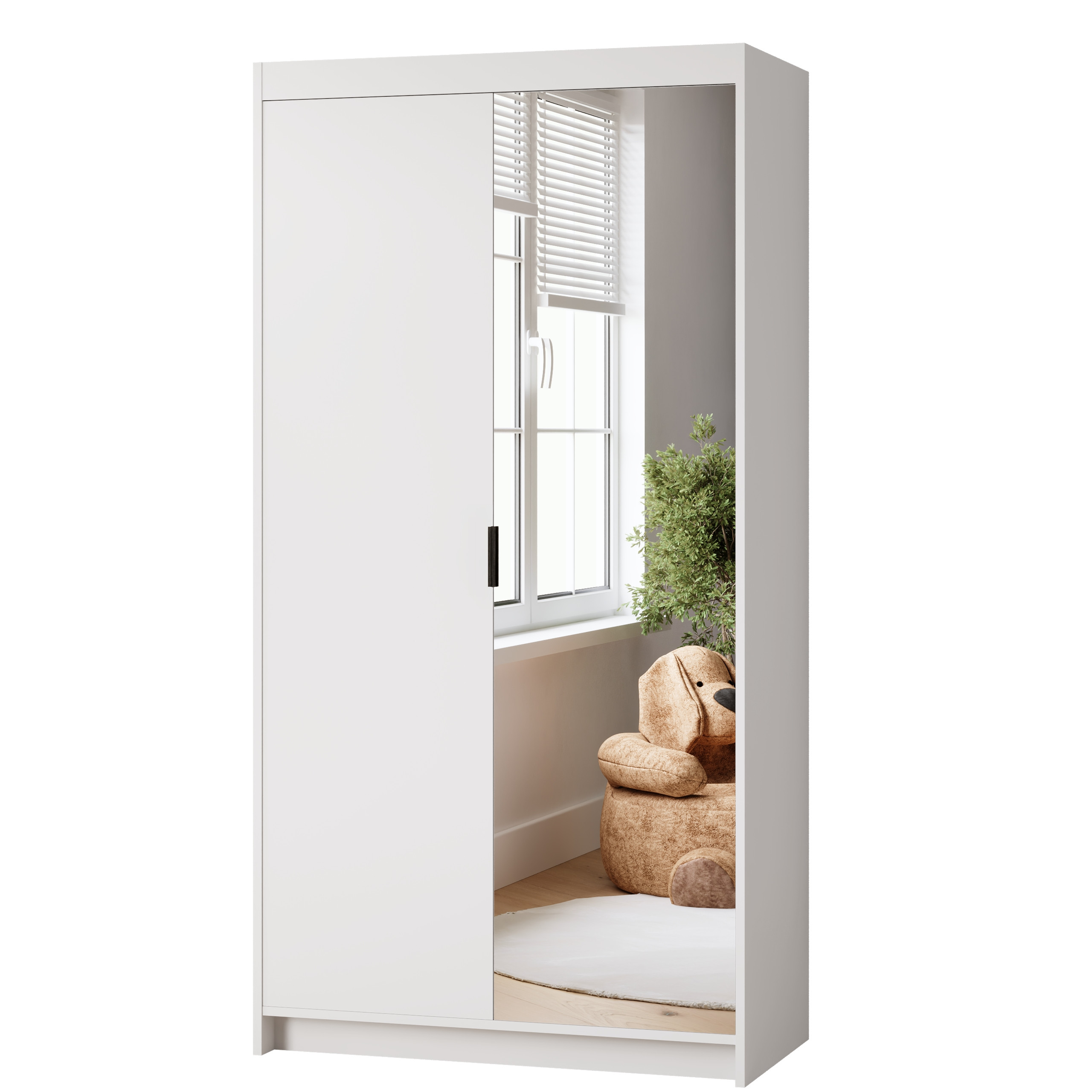 Biała dwudrzwiowa szafa z lustrem 90 cm KUBA