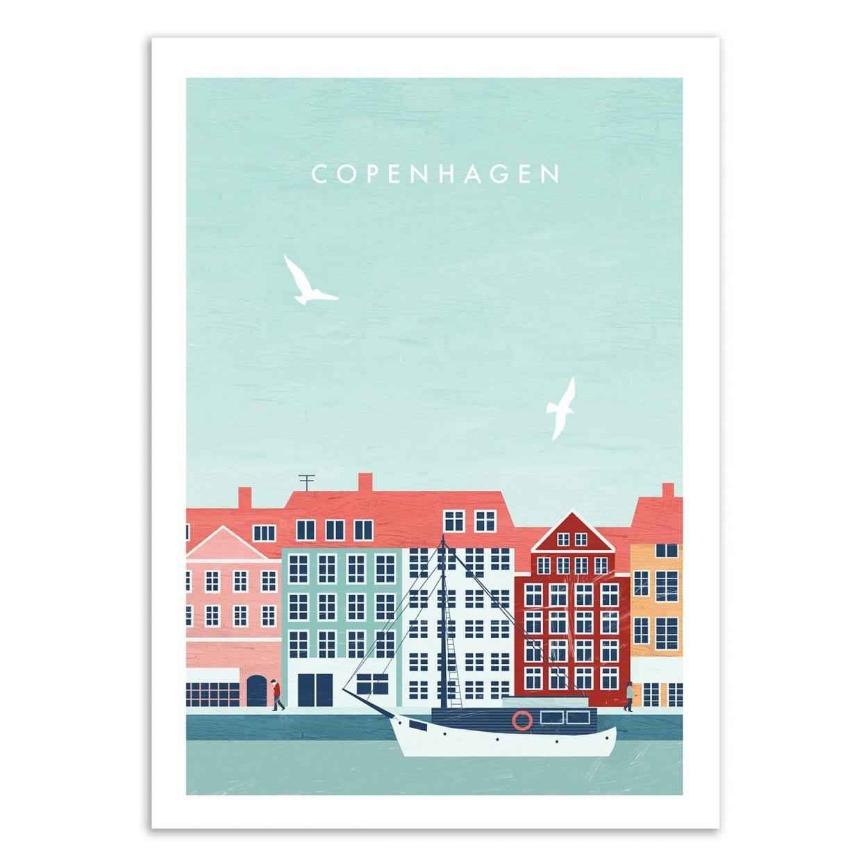 KATINKA REINKE - COPENHAGEN - Affiche d'art avec Cadre bois noir - 50 x 70 cm