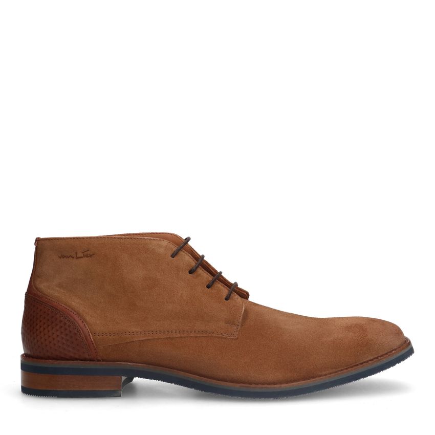 Van Lier Cognac suède veterboots