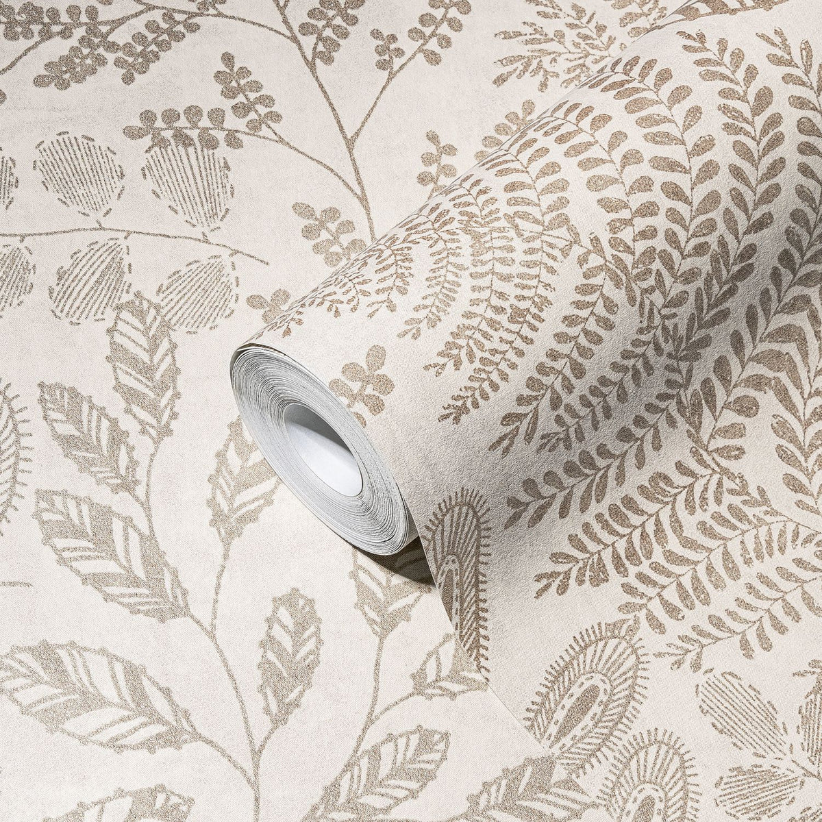 A.S. Création behang bloemen crème, goud en beige - 53 cm x 10.05 m - AS-388302