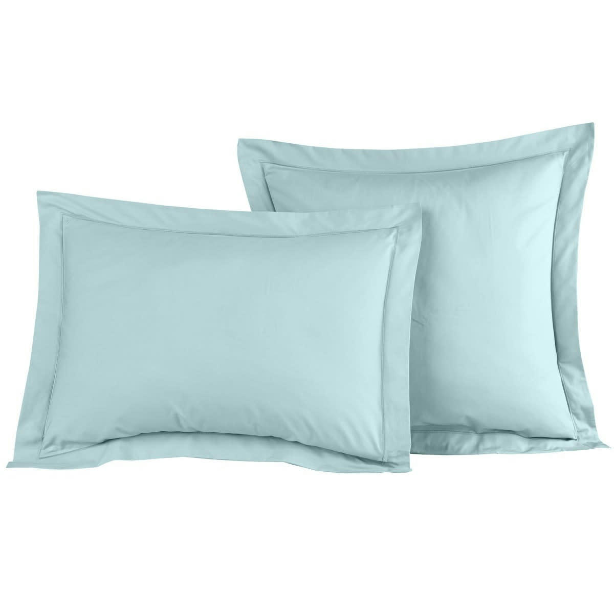SOFT PERCALE - Lot de 2 taies d'oreiller en percale de coton bleu arctic 65x65 cm