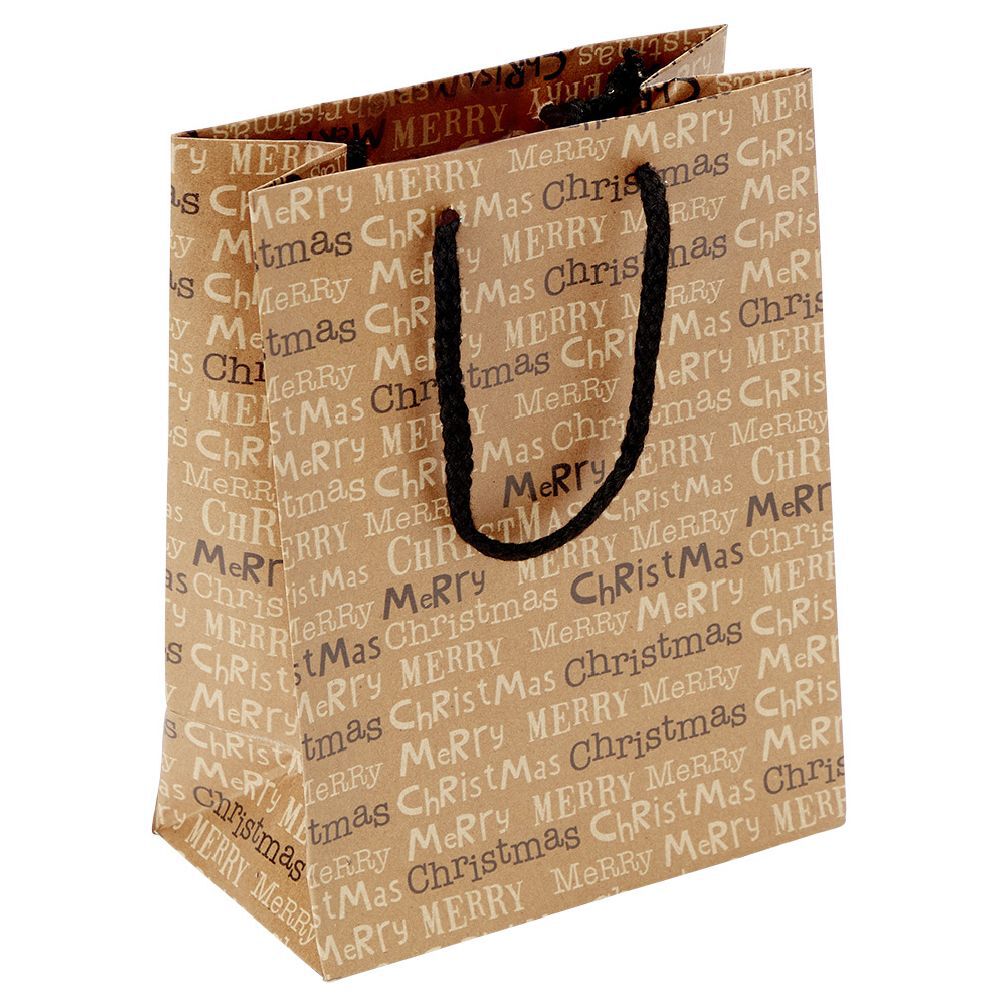Sac cadeau papier recyclé marron lanière rouge Taille M