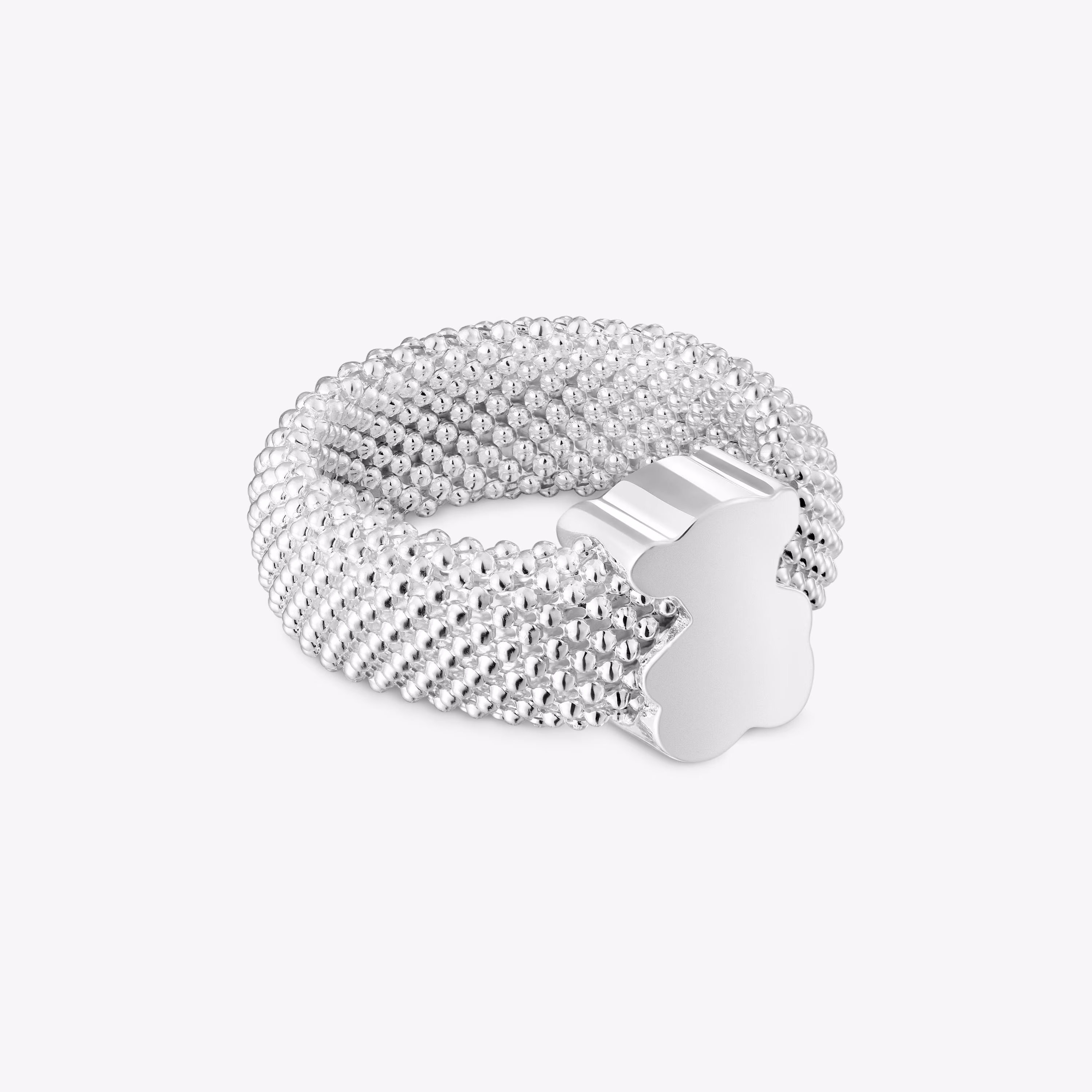 Anillo de plata motivo oso 10 mm Icon Mesh