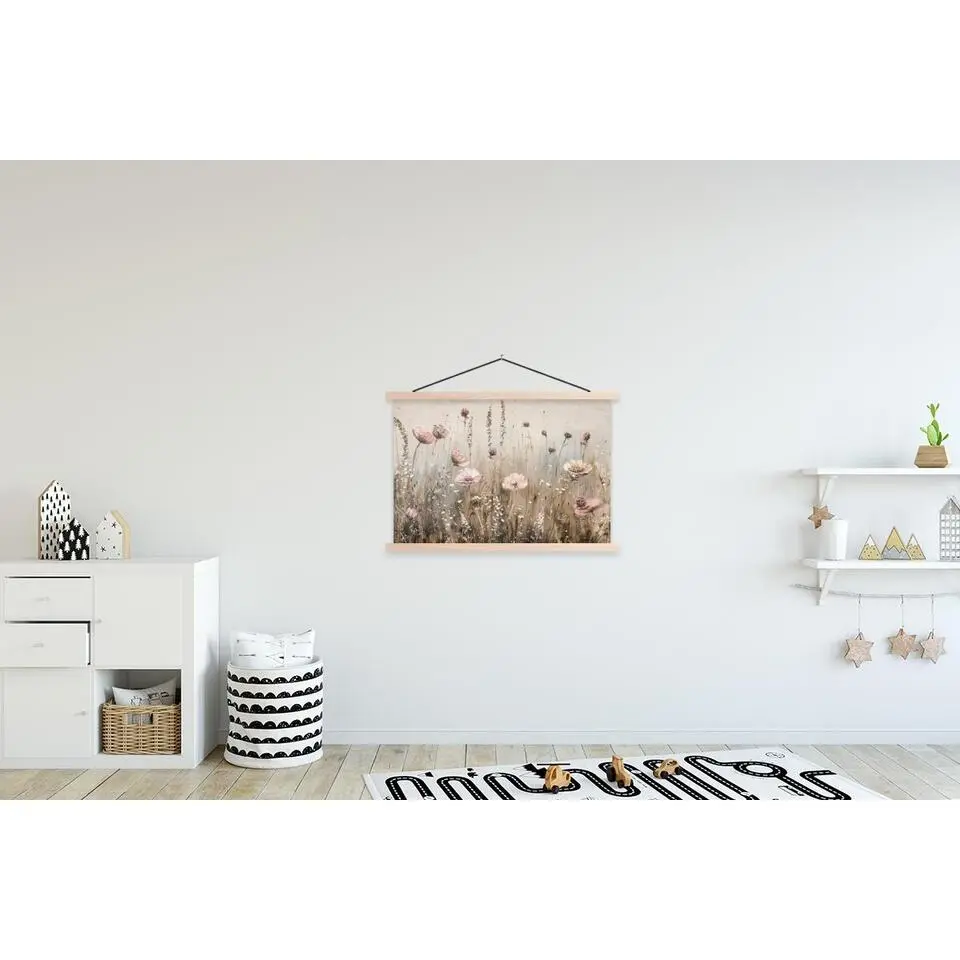 MuchoWow - Schoolplaat/ wandhanger - Bloemen - Roze - Modern - Beige -