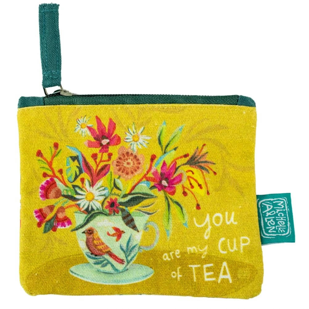 - Porte monnaie tasse de thé en coton décoré