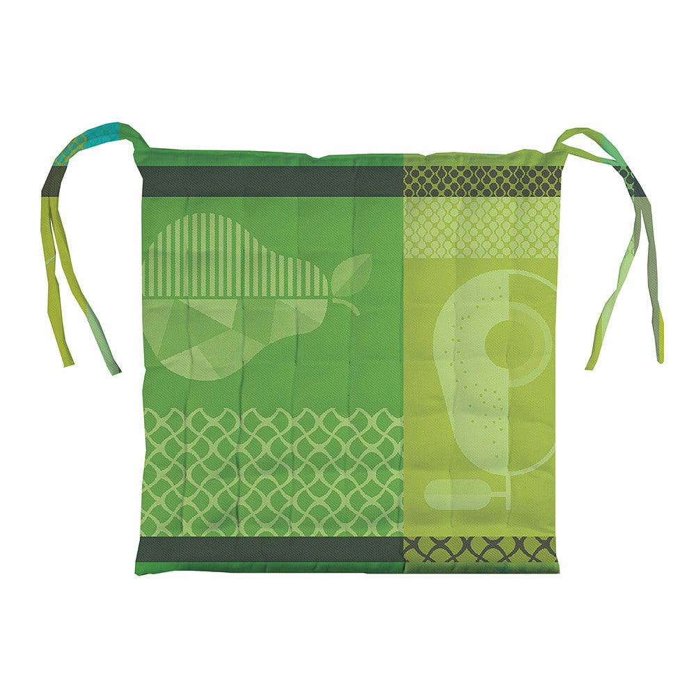 MILLE FRUITS D ETE LIME - Galette de chaise enduit imperméable pur coton vert 38X38