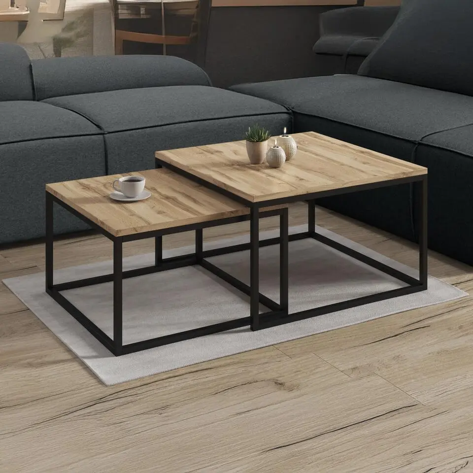 Meubella - Salontafel Styler - Eiken - 70 cm - set van 2