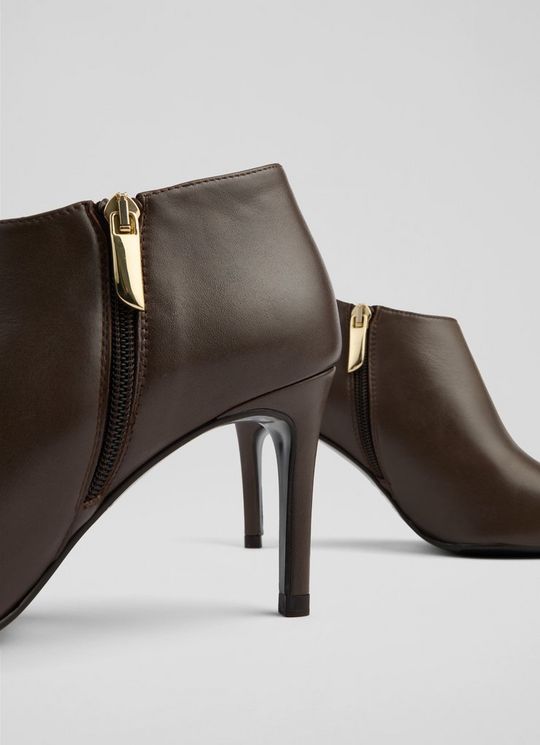 Elle Brown Leather Ankle Boots
