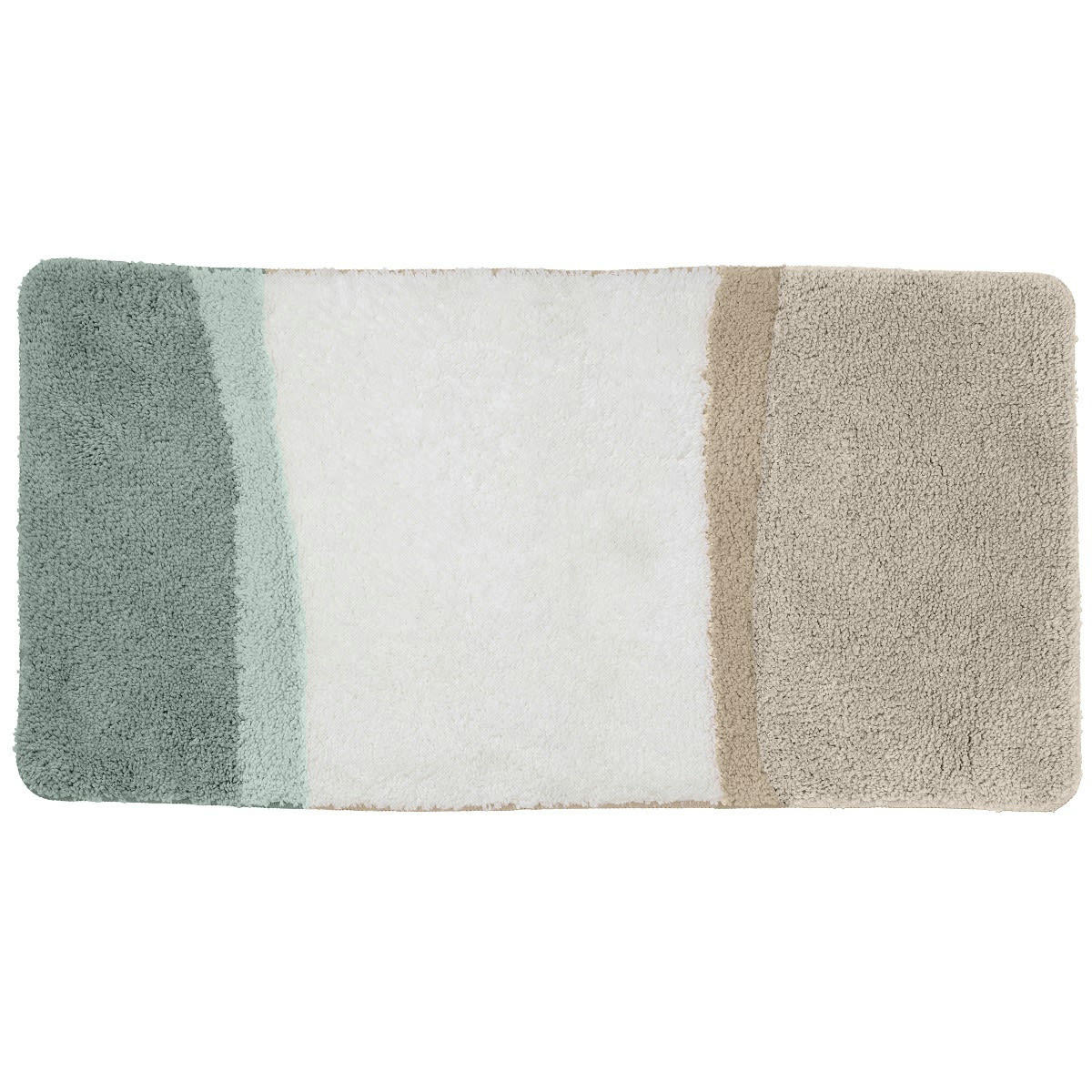 HORIZON - Tapis de bain en polyester fantaisie vert et beige 60x120cm