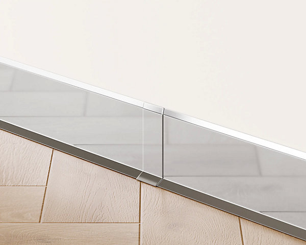 Joint FI en acier inoxydable pour plinthe Argent poli - 60mm x 30mm x 12mm