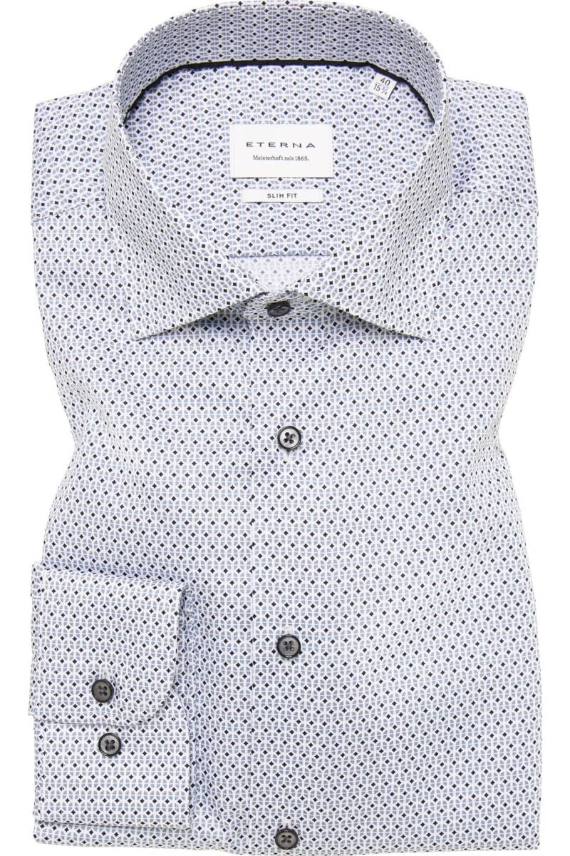 ETERNA Slim Fit Hemd steingrau, Bedruckt (extra langer Arm)