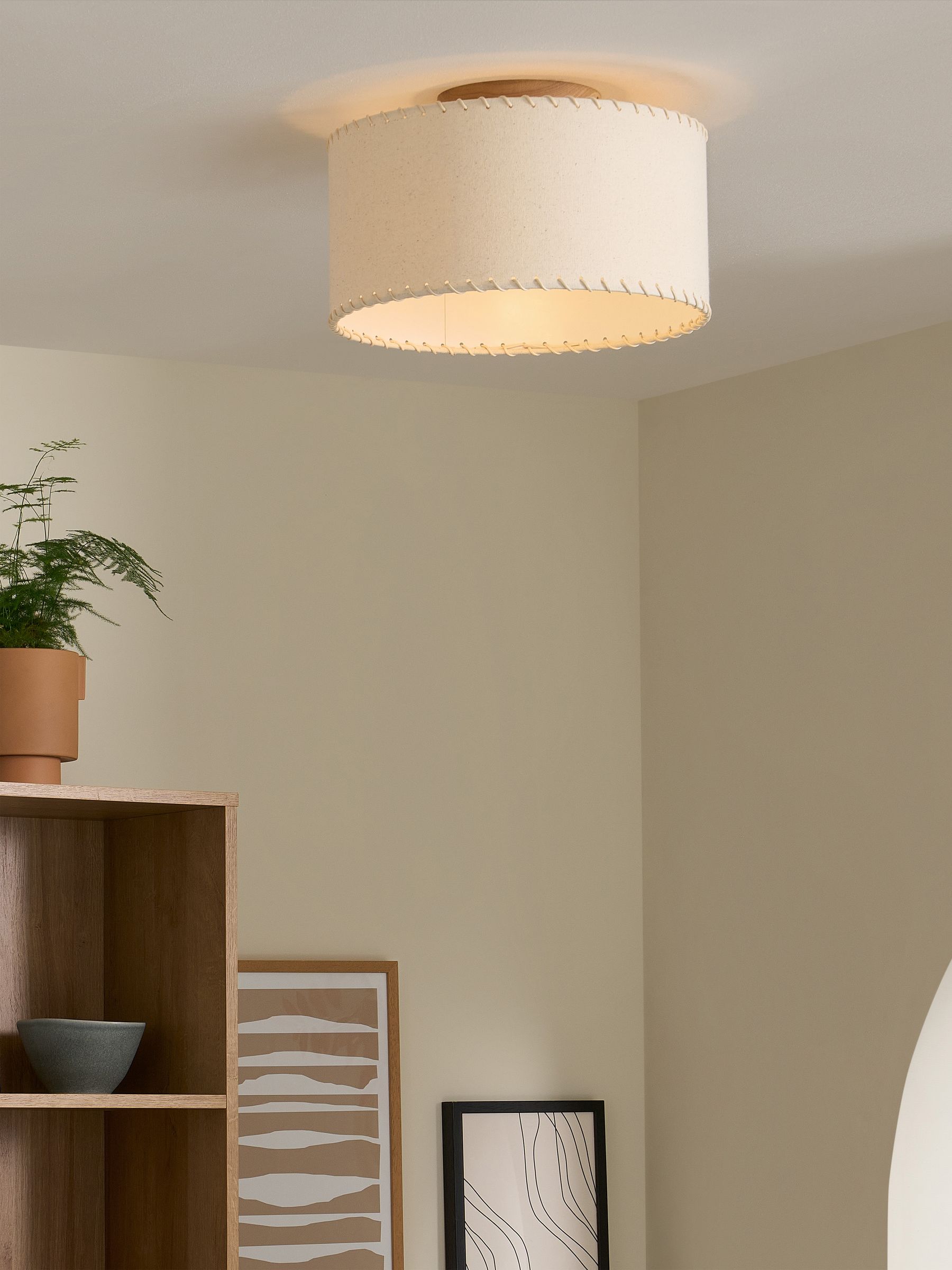 Neutra Flush Light in Cream/Wood