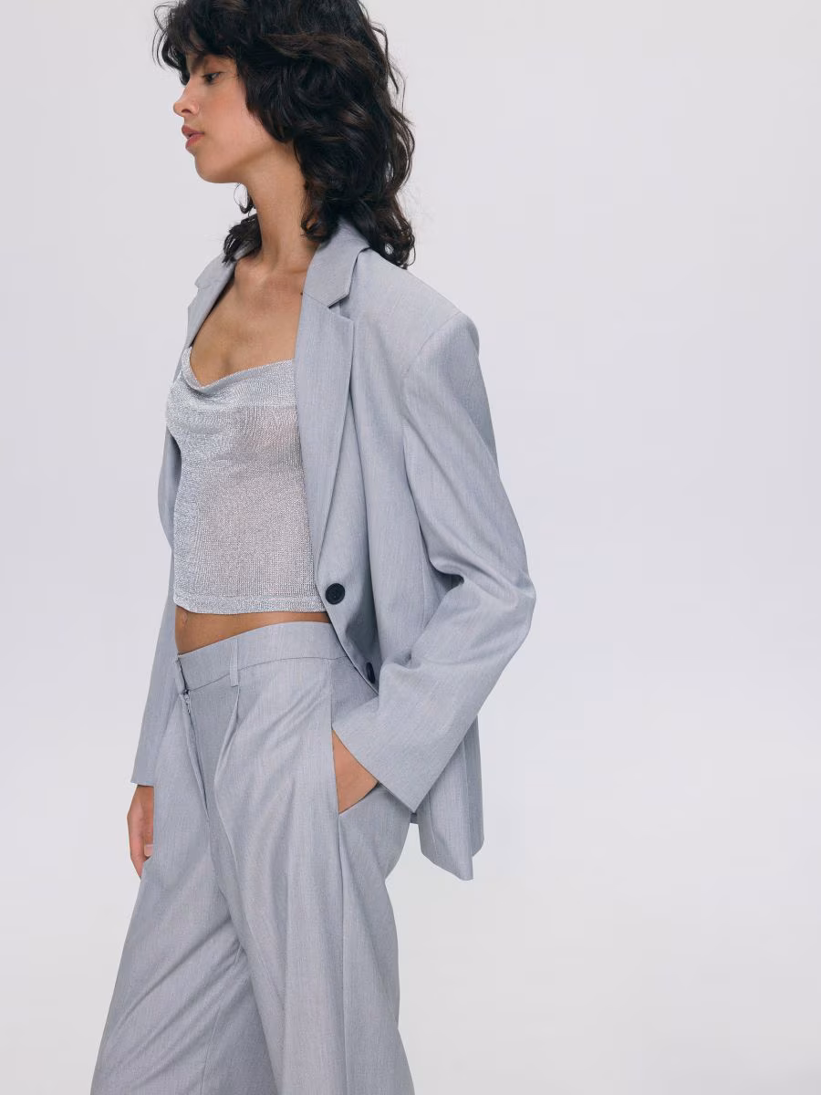 Pressed Crease Viscose Blend Trousers