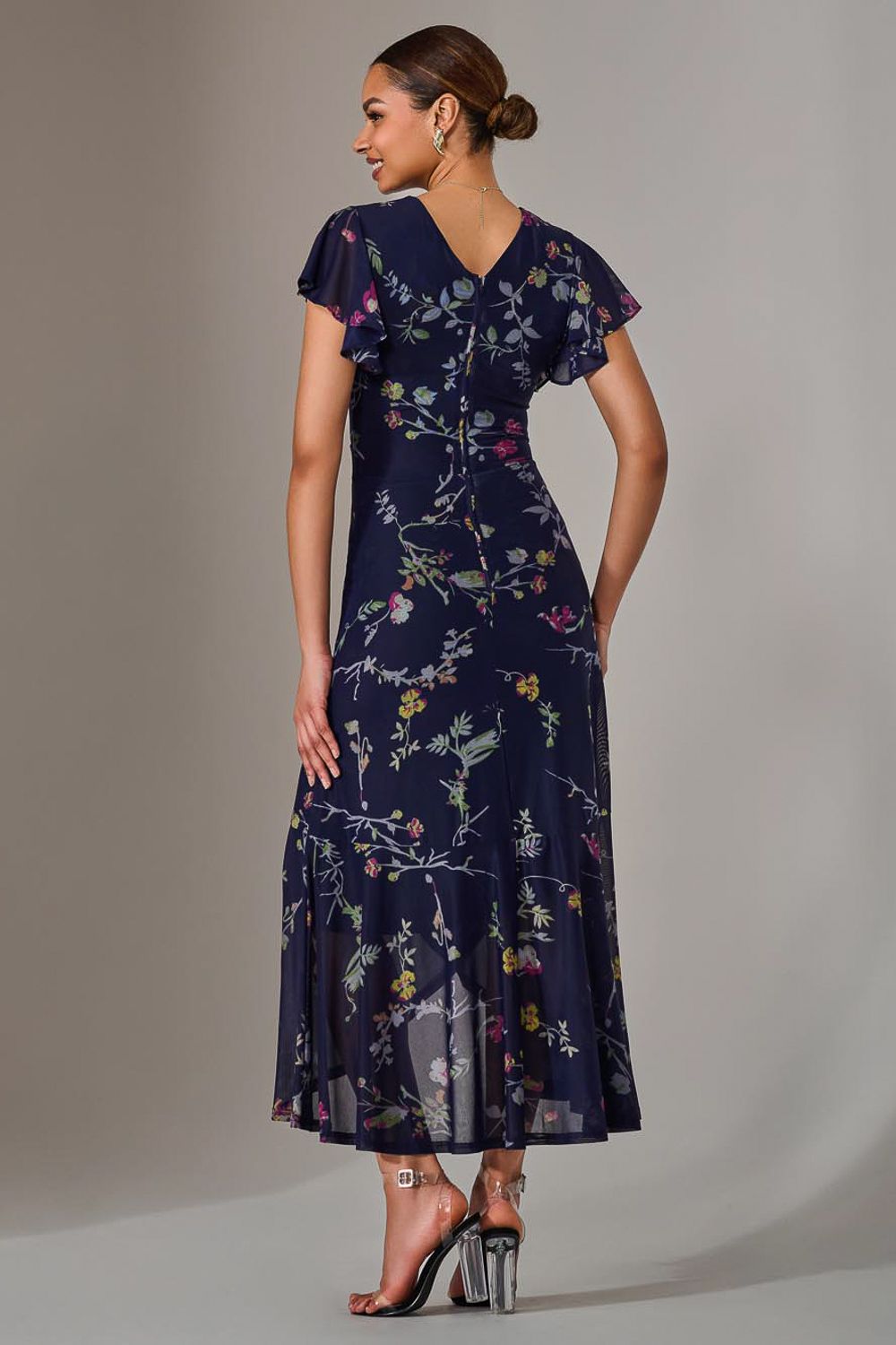 Jolie Moi Mesh Frill Hem Maxi Dress