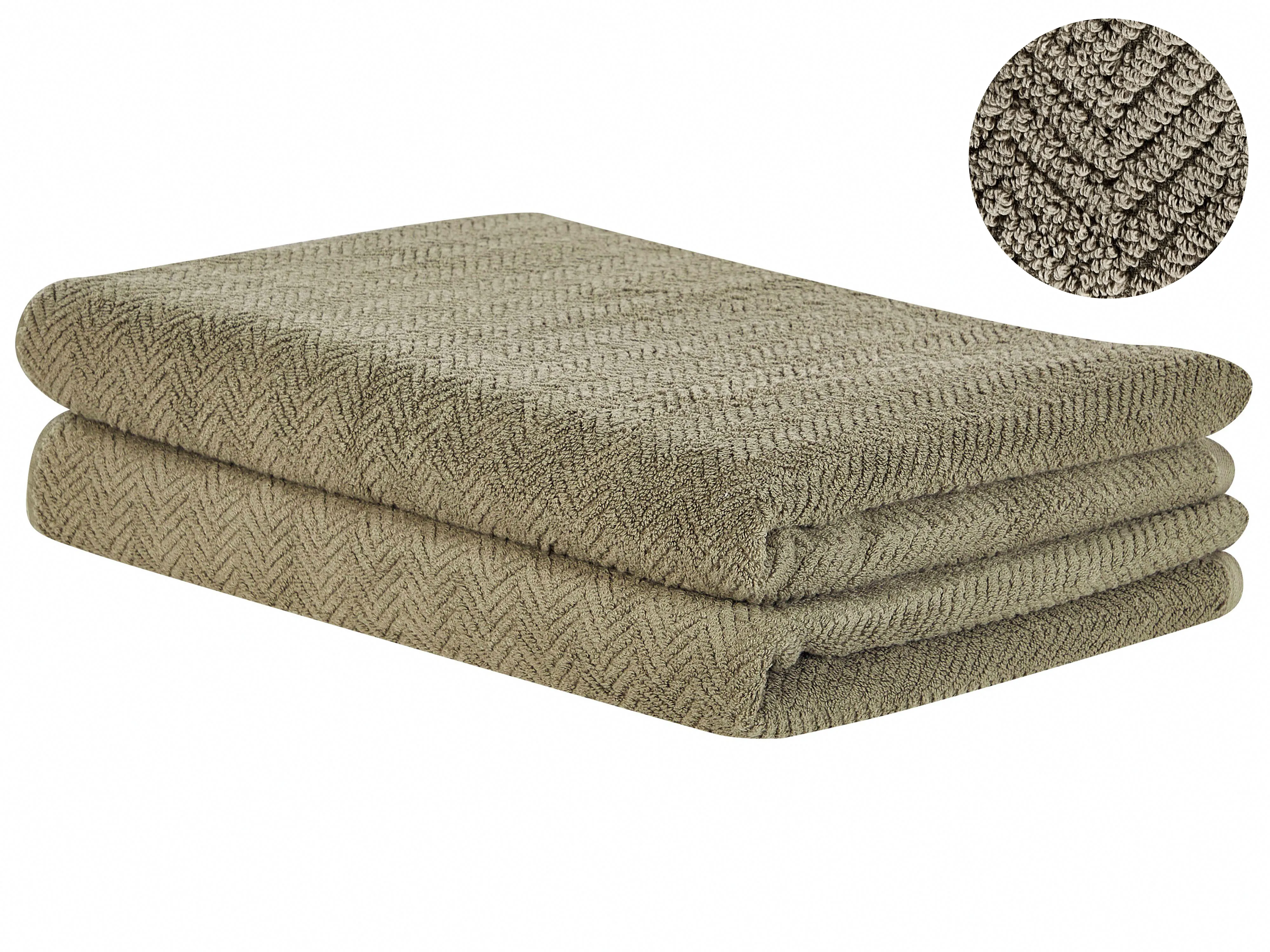 Set of 2 Towels MITIARO Terry Cotton Olive Green