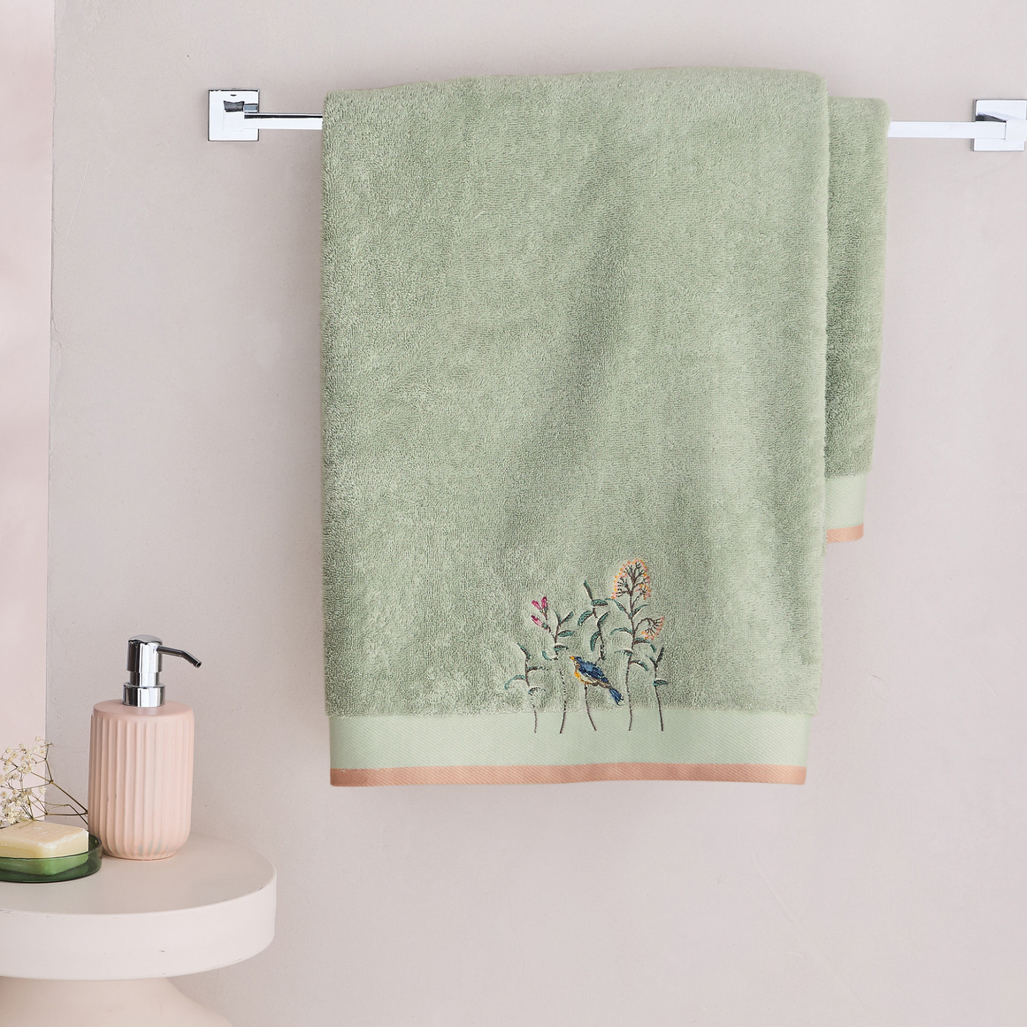 Linge de bain brodéJardin suspendu