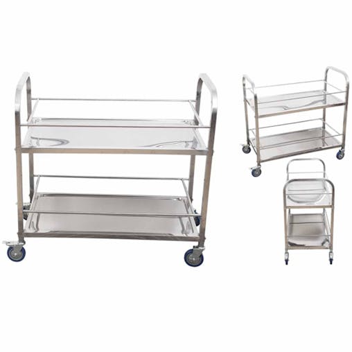 SOGA 2 Tier Stainless Steel Drink Wine Food Utility Cart 95x50x95cm