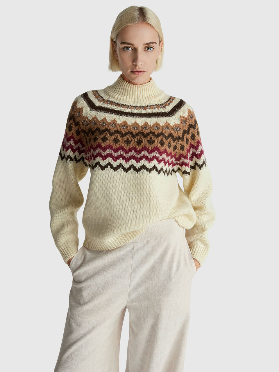 Jacquard turtleneck sweater