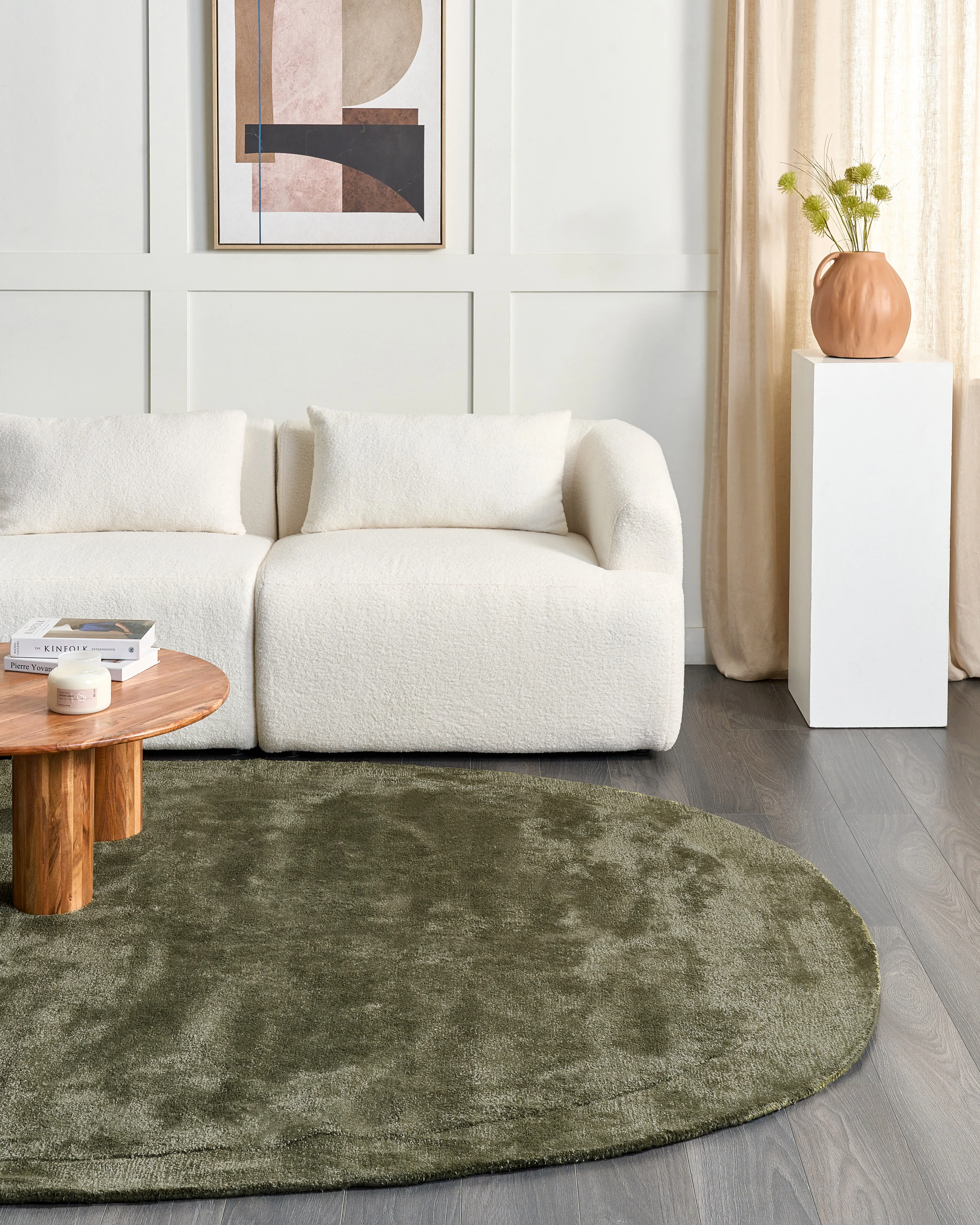 Rug MITHA Olive Green 200 x 300 cm Viscose