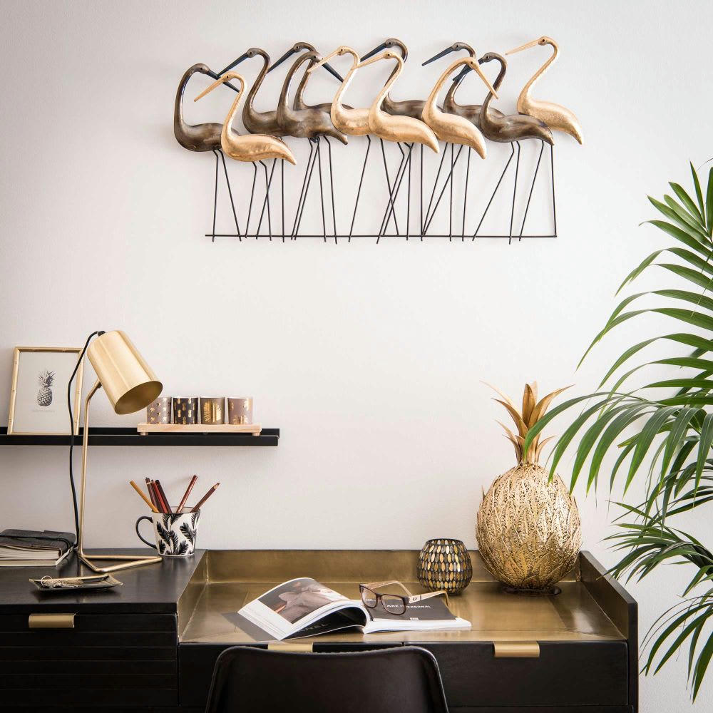 BIRDS - Déco murale dorée et coloris bronze 82x42