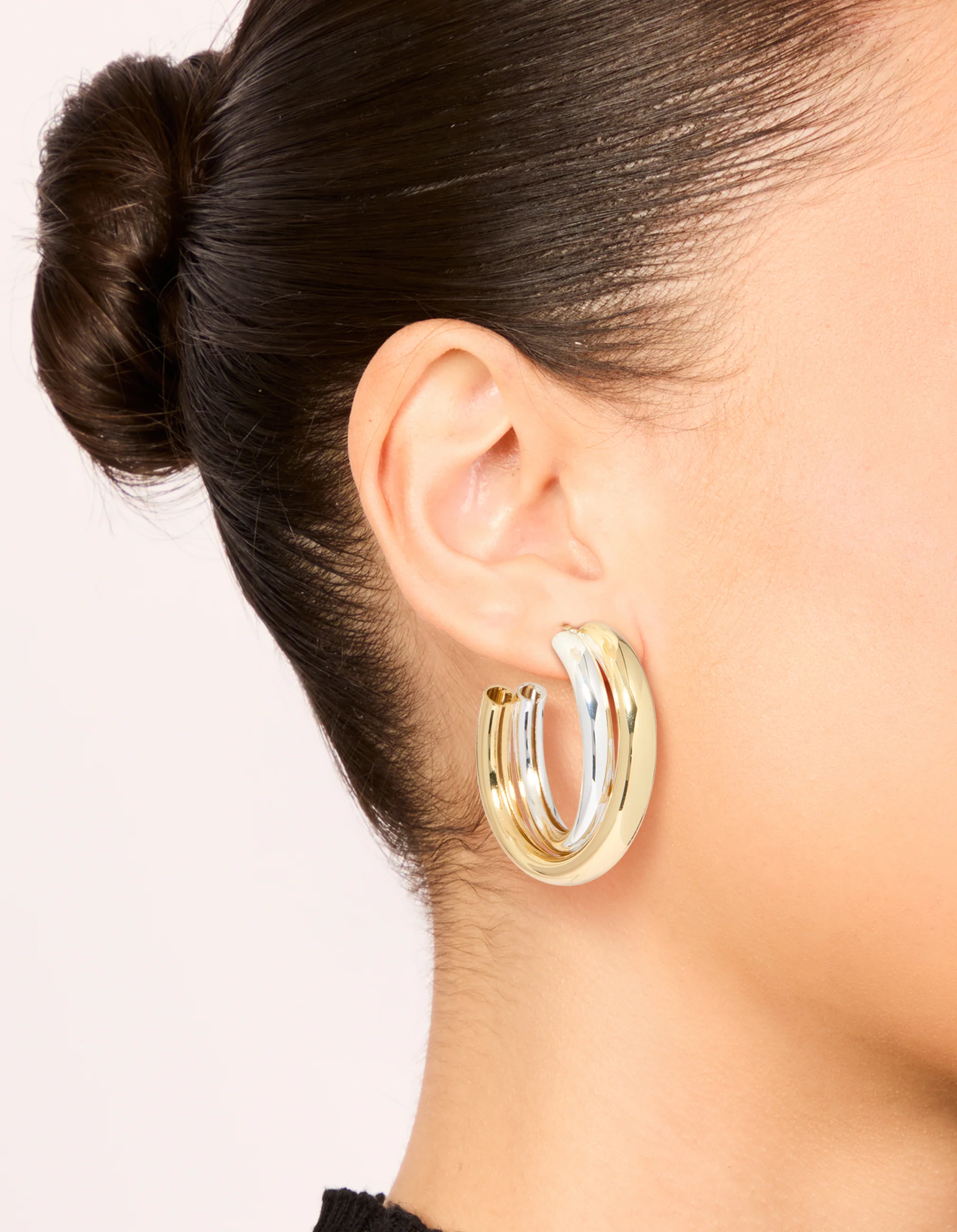 Mixed Metal Plated Large Twisted Criss Cross Hoop Earrings