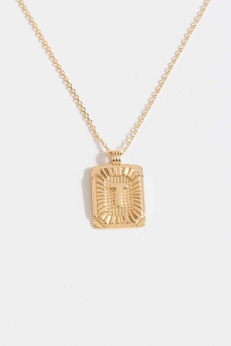 Initial ID Tag Pendant Necklace