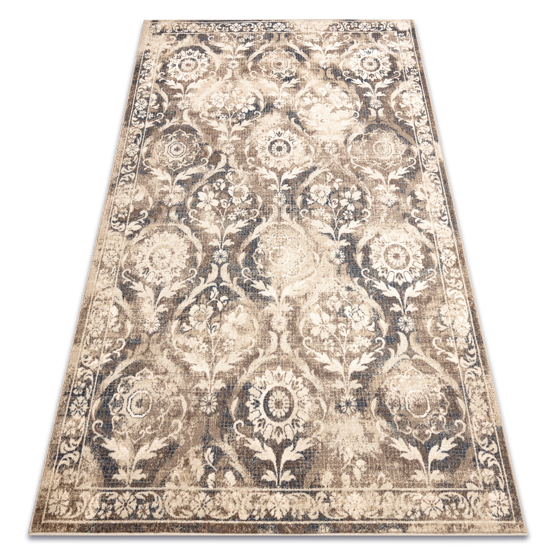 Dywan wełniany NAIN Ornament vintage 7601/50977 beż / granat 80x150 cm