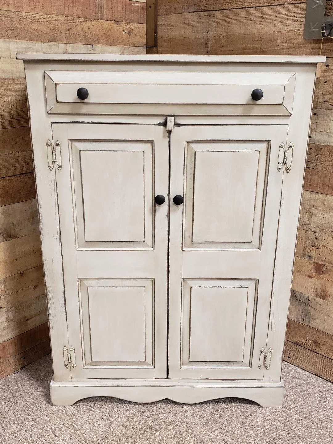 Rustic Farmhouse Kitchen Cabinet: Primitive Charm Cupboard Organizer for Country-Style Storage